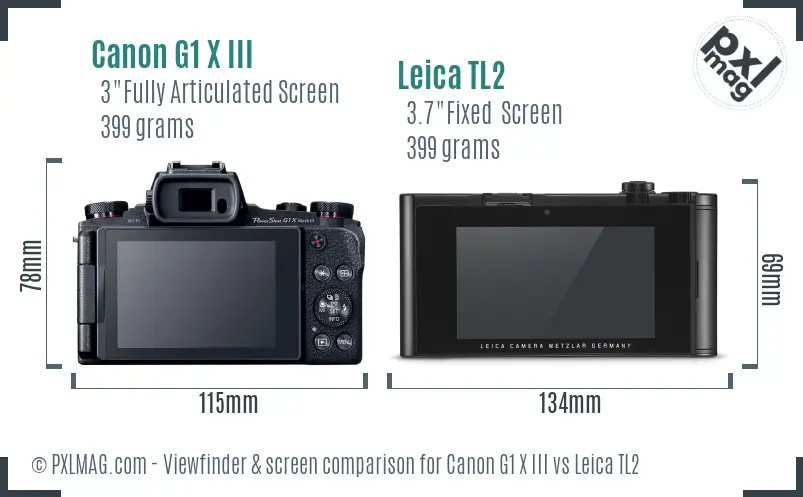 Canon G1 X III vs Leica TL2 Screen and Viewfinder comparison