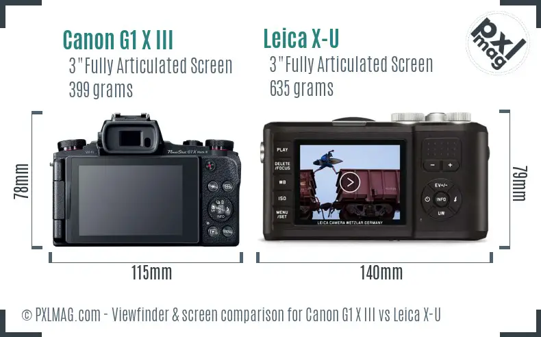 Canon G1 X III vs Leica X-U Screen and Viewfinder comparison
