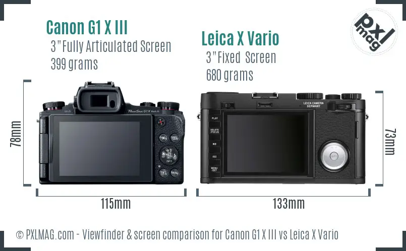 Canon G1 X III vs Leica X Vario Screen and Viewfinder comparison