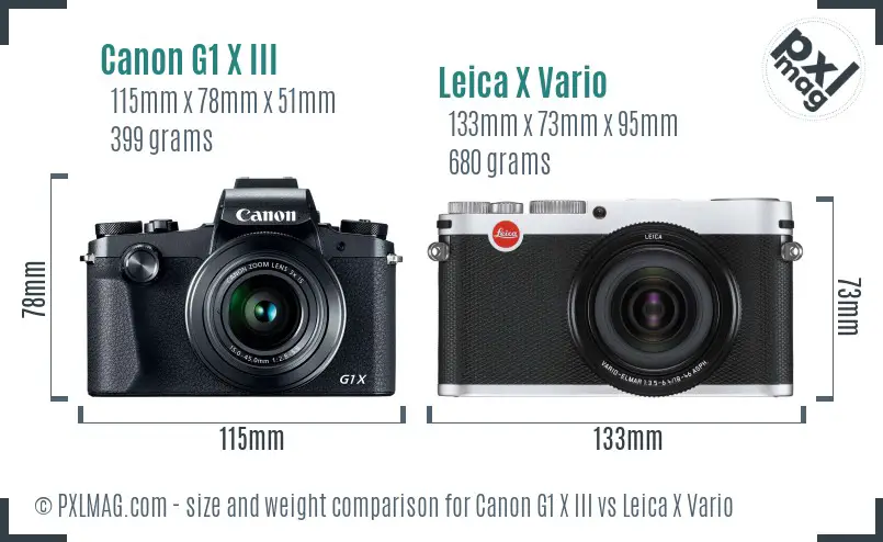 Canon G1 X III vs Leica X Vario size comparison