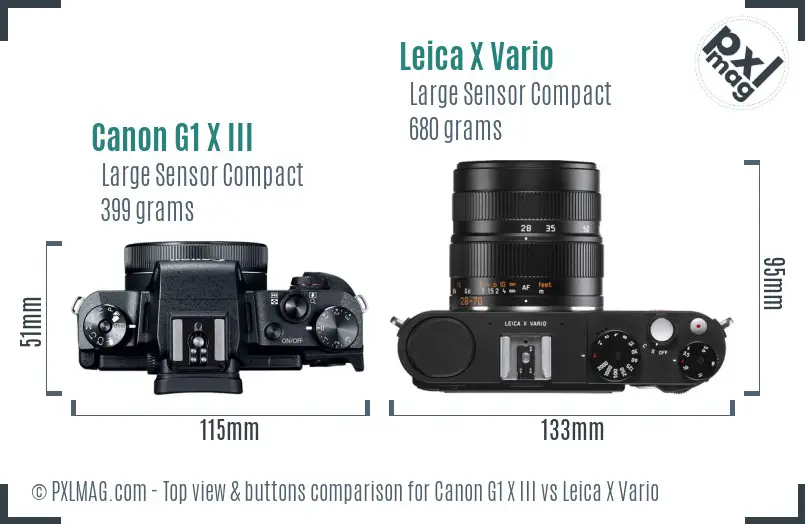 Canon G1 X III vs Leica X Vario top view buttons comparison
