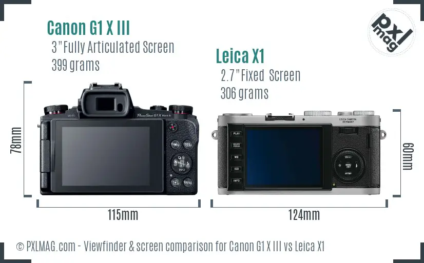 Canon G1 X III vs Leica X1 Screen and Viewfinder comparison