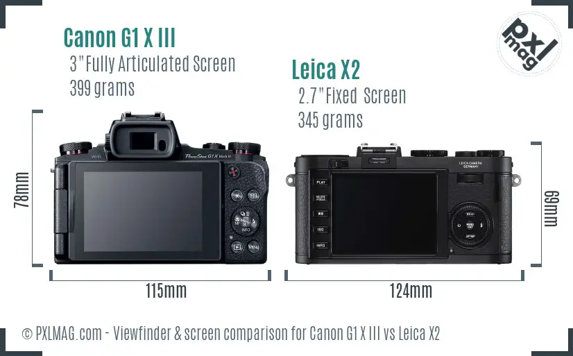Canon G1 X III vs Leica X2 Screen and Viewfinder comparison