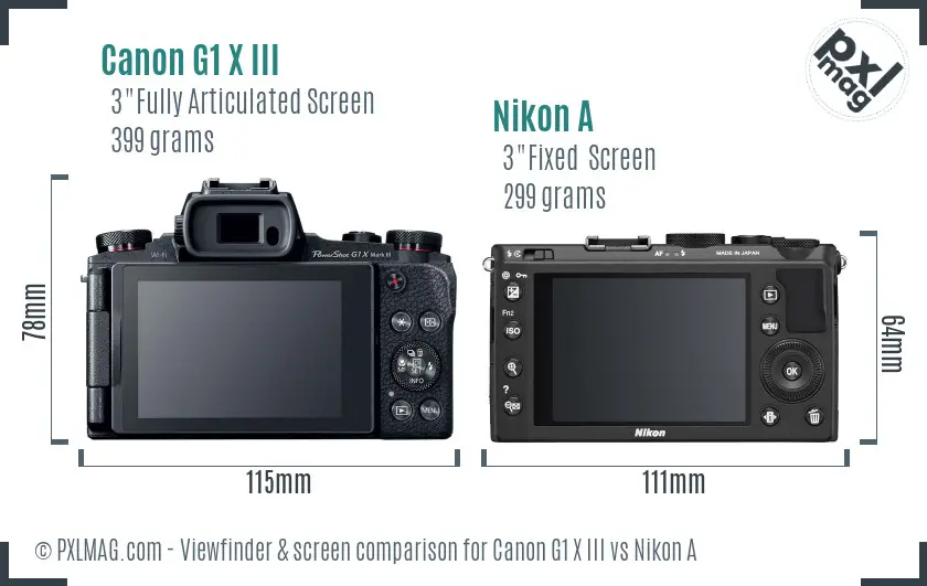 Canon G1 X III vs Nikon A Screen and Viewfinder comparison