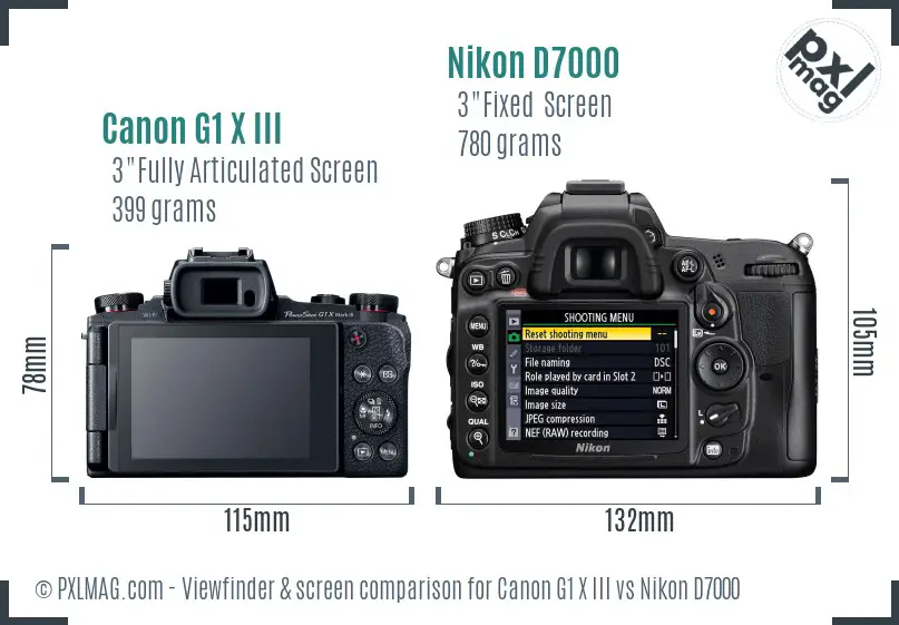 Canon G1 X III vs Nikon D7000 Screen and Viewfinder comparison