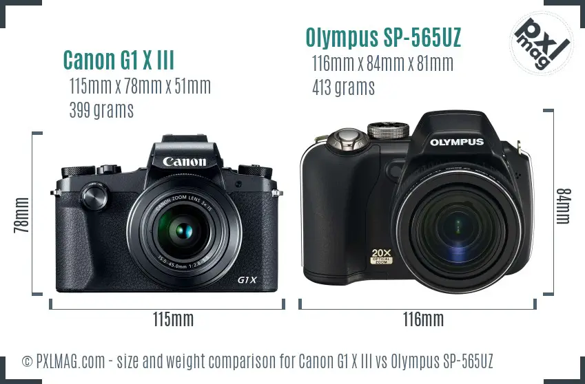 Canon G1 X III vs Olympus SP-565UZ size comparison