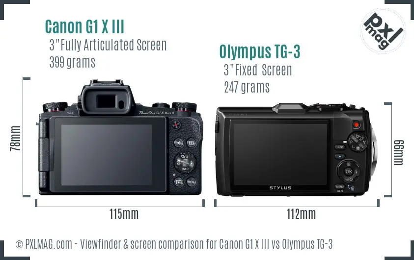 Canon G1 X III vs Olympus TG-3 Screen and Viewfinder comparison