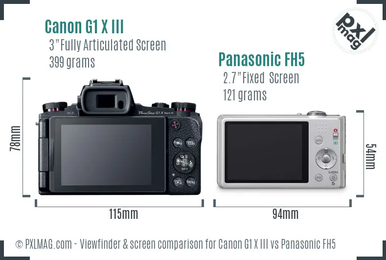 Canon G1 X III vs Panasonic FH5 Screen and Viewfinder comparison