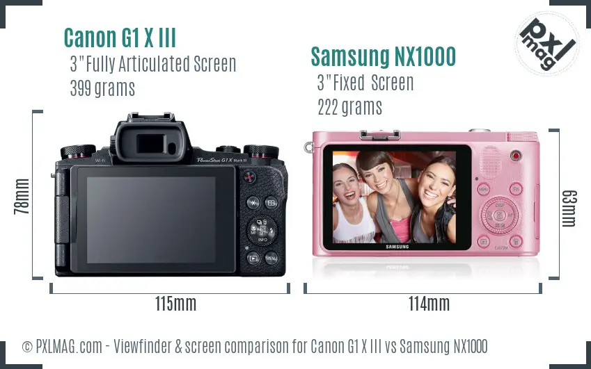 Canon G1 X III vs Samsung NX1000 Screen and Viewfinder comparison