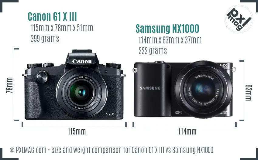 Canon G1 X III vs Samsung NX1000 size comparison