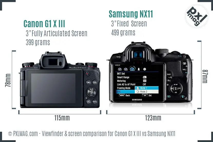 Canon G1 X III vs Samsung NX11 Screen and Viewfinder comparison