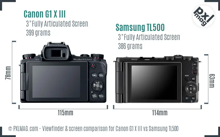 Canon G1 X III vs Samsung TL500 Screen and Viewfinder comparison