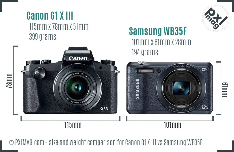 Canon G1 X III vs Samsung WB35F size comparison