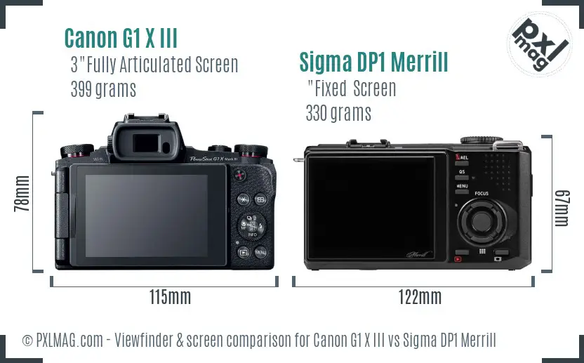 Canon G1 X III vs Sigma DP1 Merrill Screen and Viewfinder comparison
