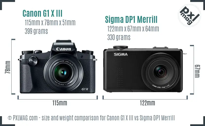 Canon G1 X III vs Sigma DP1 Merrill size comparison