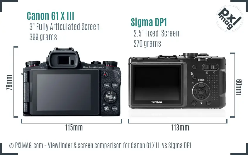 Canon G1 X III vs Sigma DP1 Screen and Viewfinder comparison