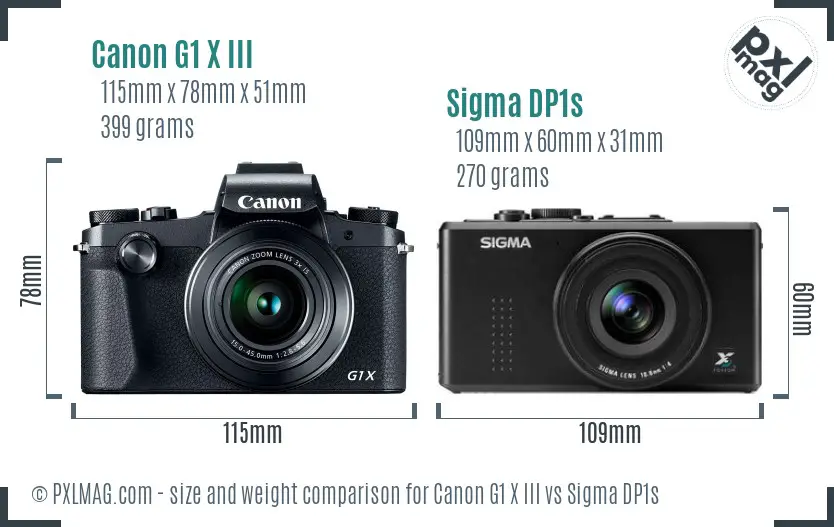 Canon G1 X III vs Sigma DP1s size comparison