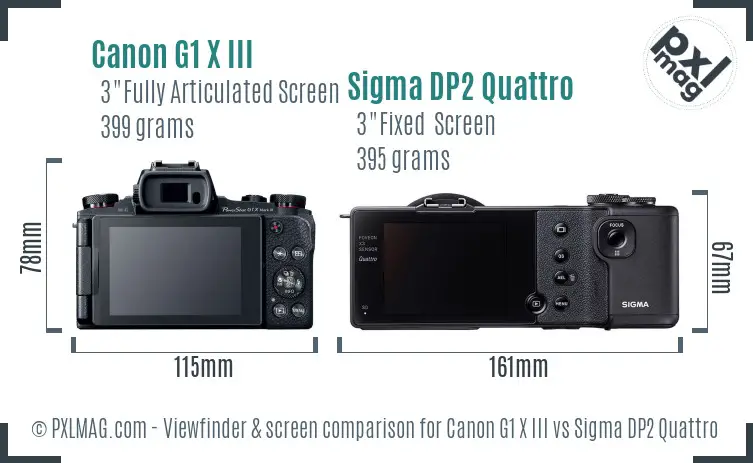 Canon G1 X III vs Sigma DP2 Quattro Screen and Viewfinder comparison