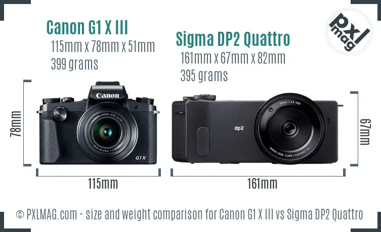 Canon G1 X III vs Sigma DP2 Quattro size comparison