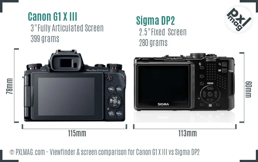 Canon G1 X III vs Sigma DP2 Screen and Viewfinder comparison