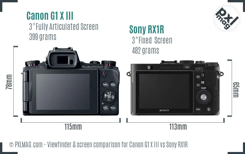 Canon G1 X III vs Sony RX1R Screen and Viewfinder comparison