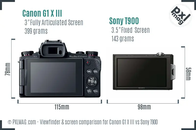 Canon G1 X III vs Sony T900 Screen and Viewfinder comparison