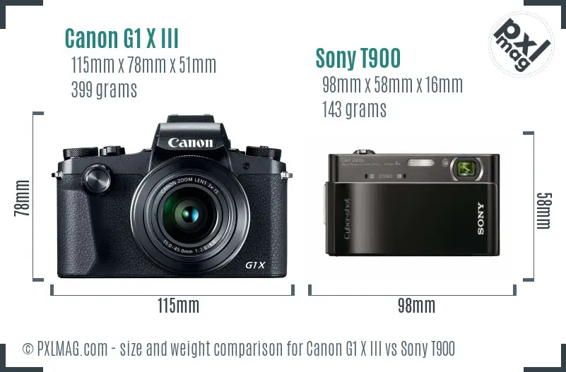 Canon G1 X III vs Sony T900 size comparison