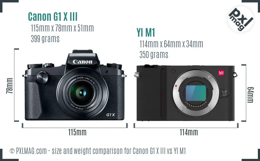 Canon G1 X III vs YI M1 size comparison