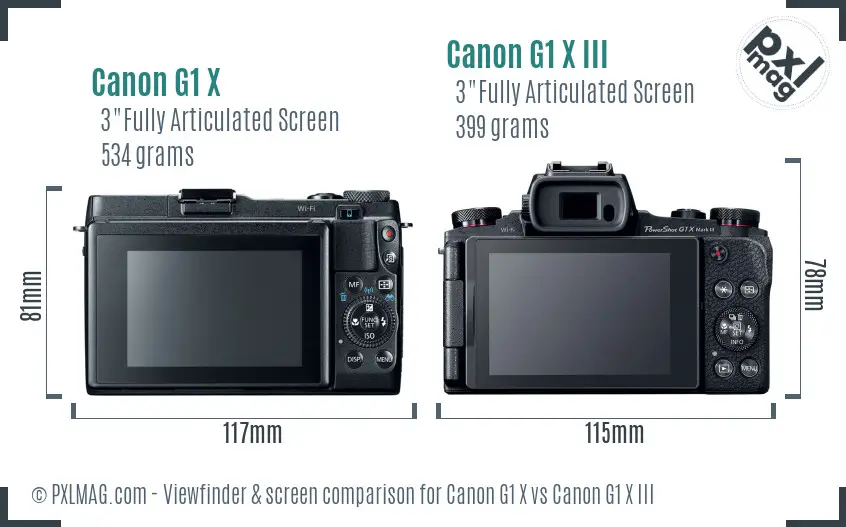 Canon G1 X vs Canon G1 X III Screen and Viewfinder comparison
