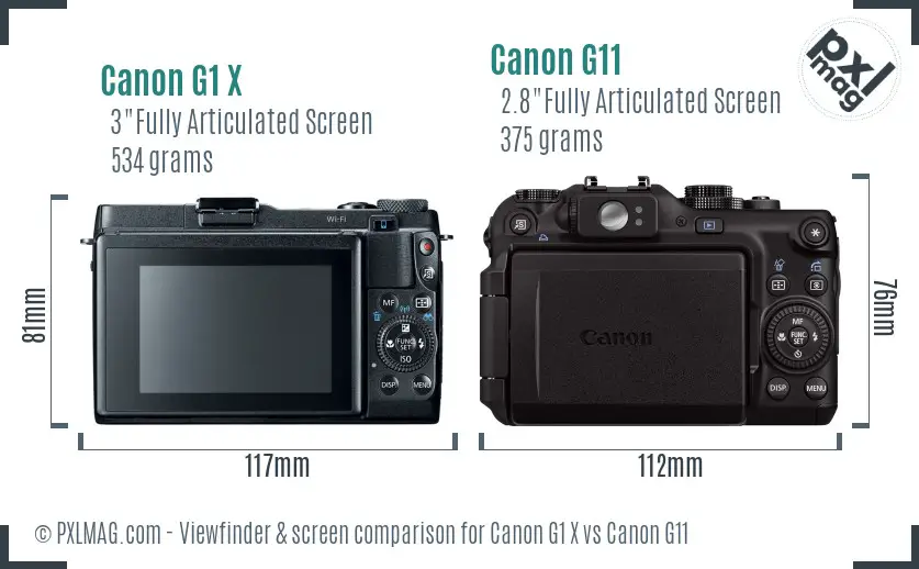 Canon G1 X vs Canon G11 Screen and Viewfinder comparison Canon G1 X vs Canon G11 Screen and Viewfinder comparison