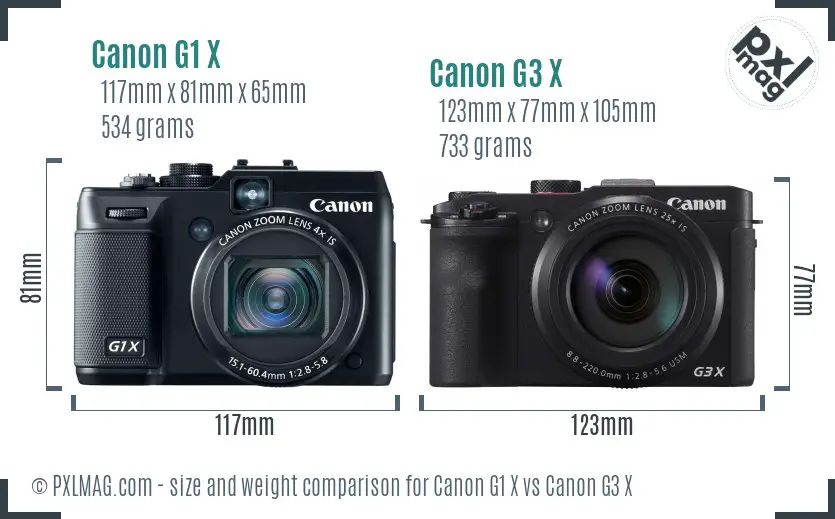 Canon G1 X vs Canon G3 X size comparison Canon G1 X vs Canon G3 X size comparison