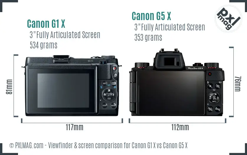 Canon G1 X vs Canon G5 X Screen and Viewfinder comparison