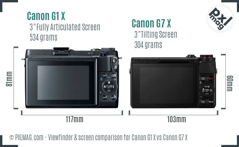 Canon G1 X vs Canon G7 X Screen and Viewfinder comparison