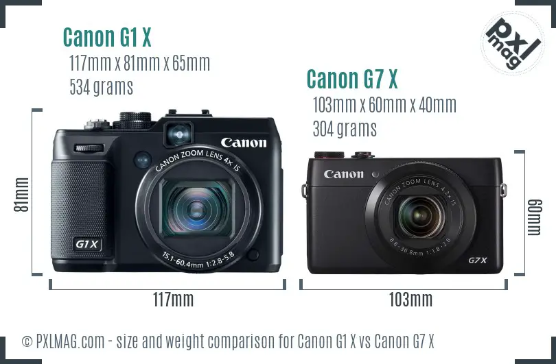 Canon G1 X vs Canon G7 X size comparison