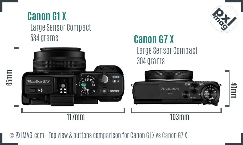 Canon G1 X vs Canon G7 X top view buttons comparison