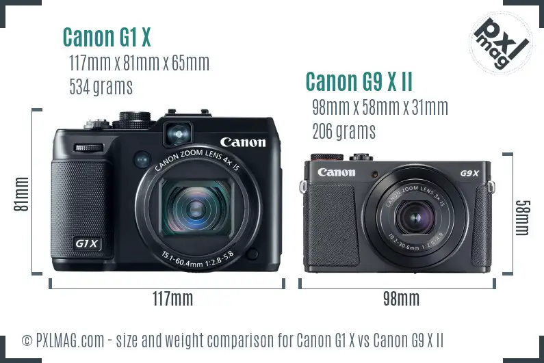 Canon G1 X vs Canon G9 X II size comparison