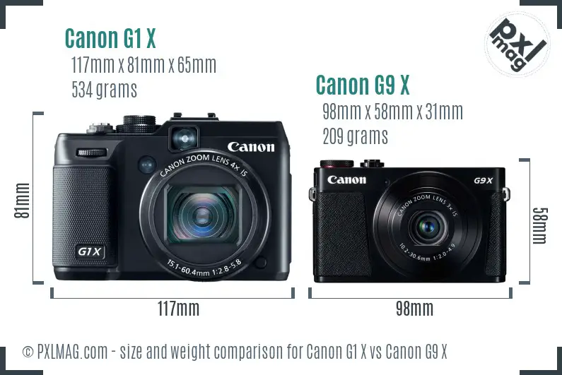 Canon G1 X vs Canon G9 X size comparison