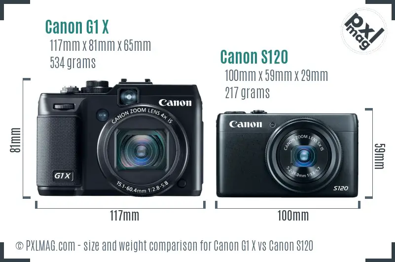 Canon G1 X vs Canon S120 size comparison Canon G1 X vs Canon S120 size comparison