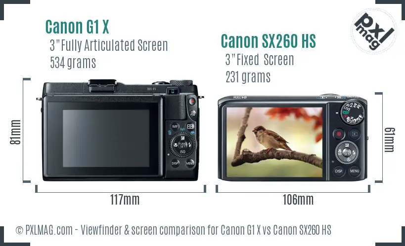 Canon G1 X vs Canon SX260 HS Screen and Viewfinder comparison Canon G1 X vs Canon SX260 HS Screen and Viewfinder comparison