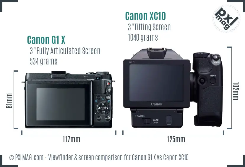 Canon G1 X vs Canon XC10 Screen and Viewfinder comparison