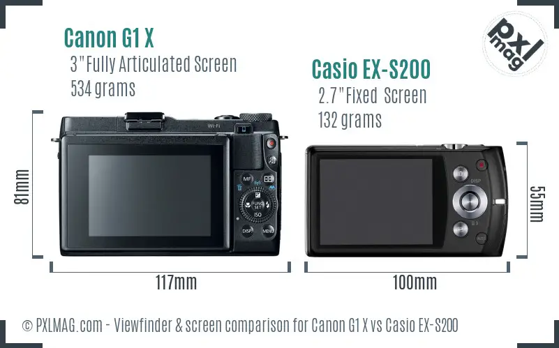 Canon G1 X vs Casio EX-S200 Screen and Viewfinder comparison Canon G1 X vs Casio EX-S200 Screen and Viewfinder comparison