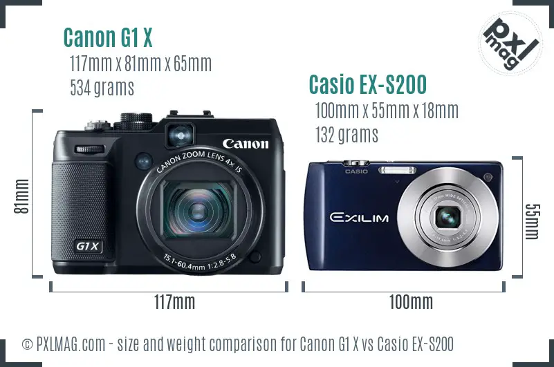 Canon G1 X vs Casio EX-S200 size comparison Canon G1 X vs Casio EX-S200 size comparison