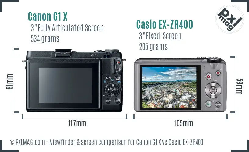 Canon G1 X vs Casio EX-ZR400 Screen and Viewfinder comparison Canon G1 X vs Casio EX-ZR400 Screen and Viewfinder comparison