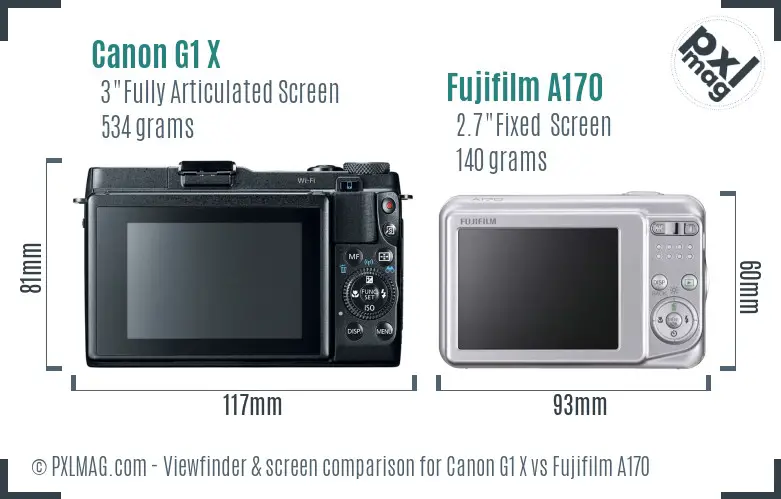 Canon G1 X vs Fujifilm A170 Screen and Viewfinder comparison Canon G1 X vs Fujifilm A170 Screen and Viewfinder comparison
