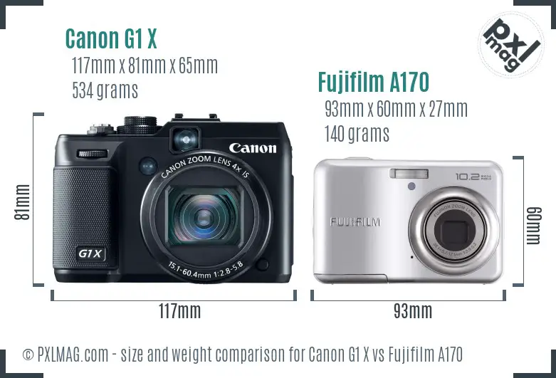 Canon G1 X vs Fujifilm A170 size comparison Canon G1 X vs Fujifilm A170 size comparison