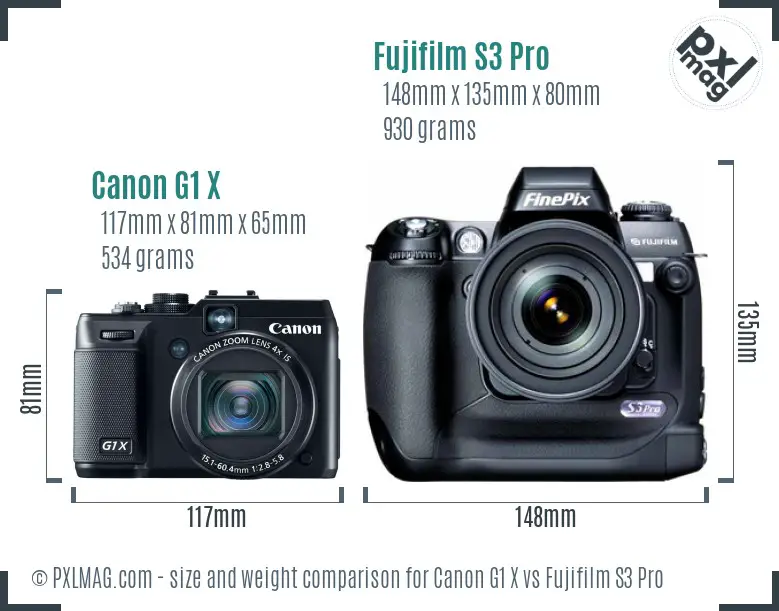 Canon G1 X vs Fujifilm S3 Pro size comparison Canon G1 X vs Fujifilm S3 Pro size comparison
