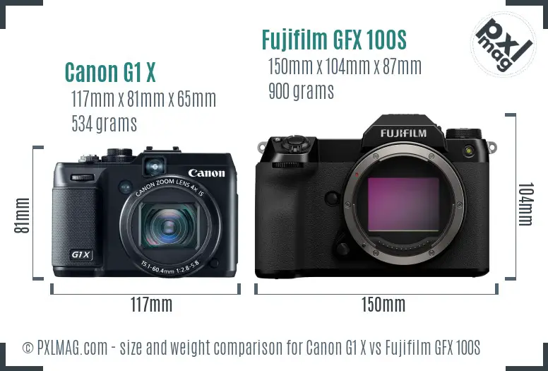 Canon G1 X vs Fujifilm GFX 100S size comparison