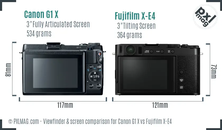 Canon G1 X vs Fujifilm X-E4 Screen and Viewfinder comparison Canon G1 X vs Fujifilm X-E4 Screen and Viewfinder comparison