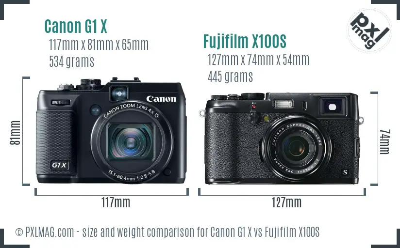 Canon G1 X vs Fujifilm X100S size comparison