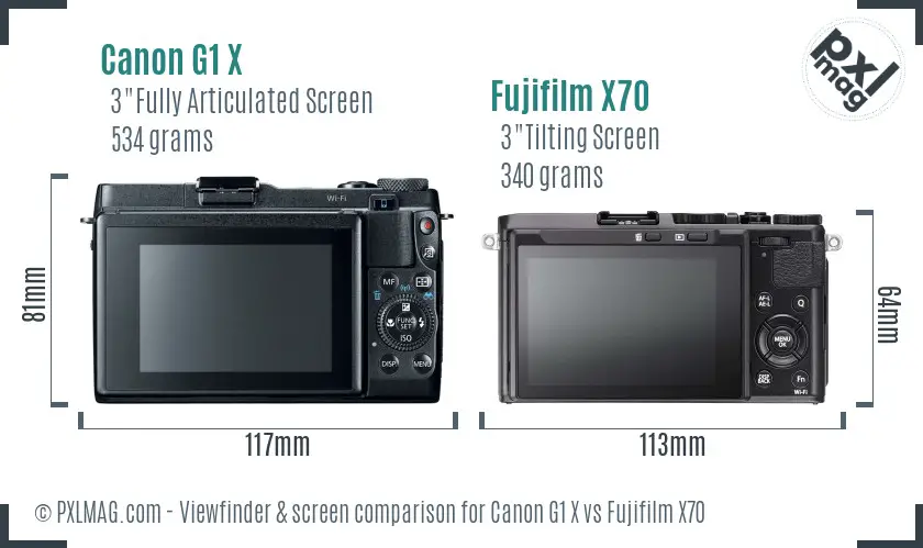 Canon G1 X vs Fujifilm X70 Screen and Viewfinder comparison